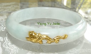 white 24k gold jadeite jade bangle